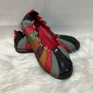 SOCOFY Rainbow Leather Shoes with Padded Insole Size US 7